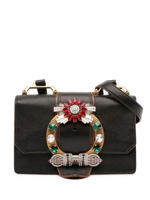Miu Miu Pre-Owned شنطة كروس 'مادراس' جلد عجل ناعمة مزينة بكريستال 2010-2025