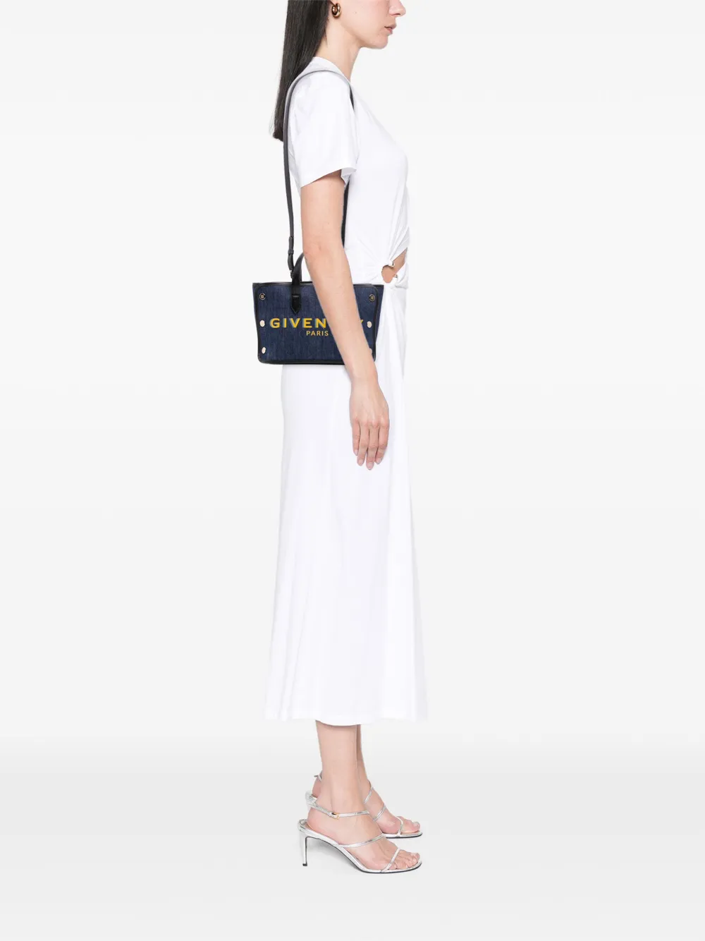 Pre-owned Givenchy 2020 Mini Denim Bond Shopper Tote Satchel In Blue