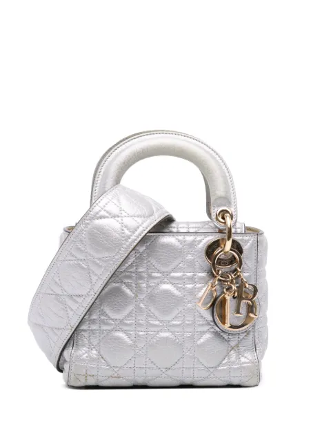 Christian Dior Pre-Owned 2017 Mini Metallic Grained Calfskin Cannage Lady Dior satchel