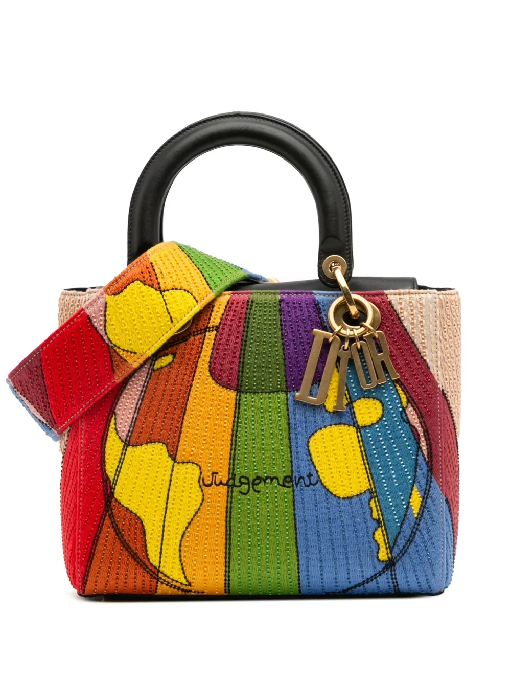 Christian Dior Pre-Owned 2017 Medium Calfskin Beaded and Embroidered Christian Dior Pre-Owned 2017 Medium Calfskin Beaded and Embroidered