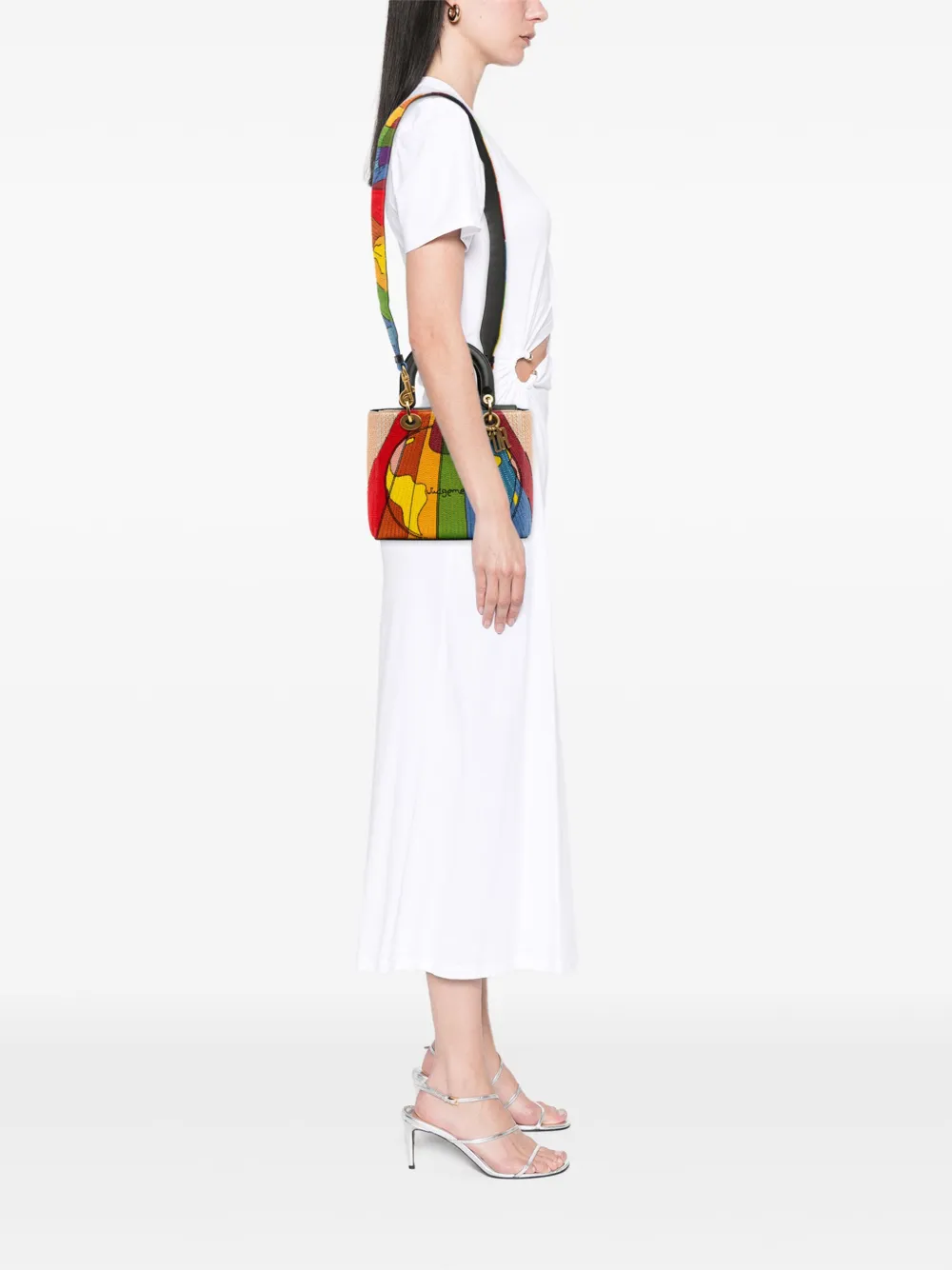 Christian Dior Pre-Owned 2017 Medium Calfskin Beaded and Embroidered Tarot Judgment Lady Dior satchel | Pre-Owned | Image 2