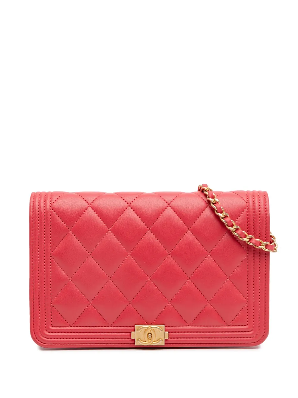 CHANEL Pre-Owned 2018 Quilted Caviar Boy Wallet on Chain crossbody bag CHANEL Pre-Owned 2018 Quilted Caviar Boy Wallet on Chain crossbody bag