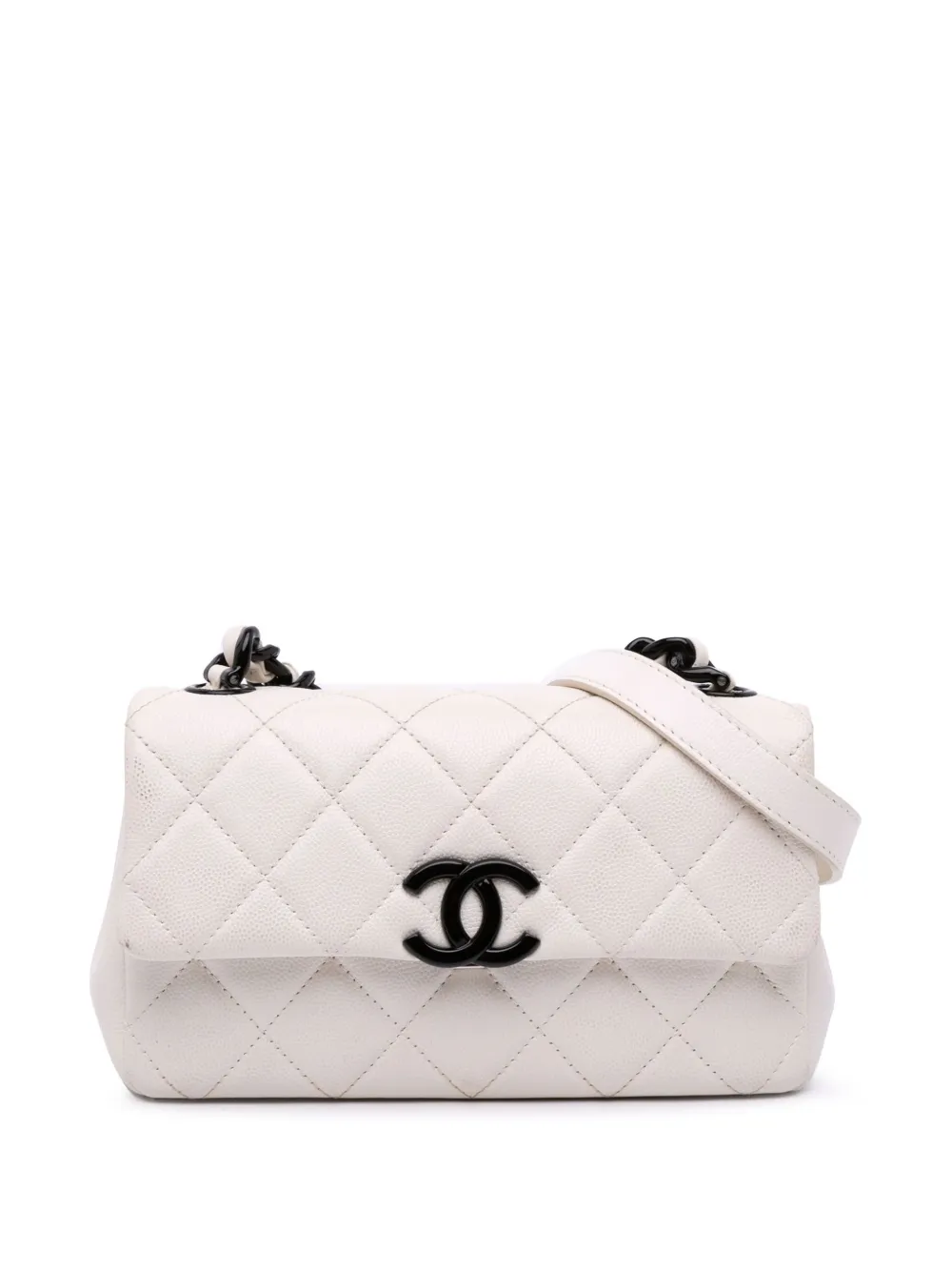CHANEL Pre-Owned 2020 スモール マトラッセ キャビア マイ エブリシング フラップ ショルダーバッグ - ホワイト CHANEL Pre-Owned 2020 スモール マトラッセ キャビア マイ エブリシング フラップ ショルダーバッグ - ホワイト