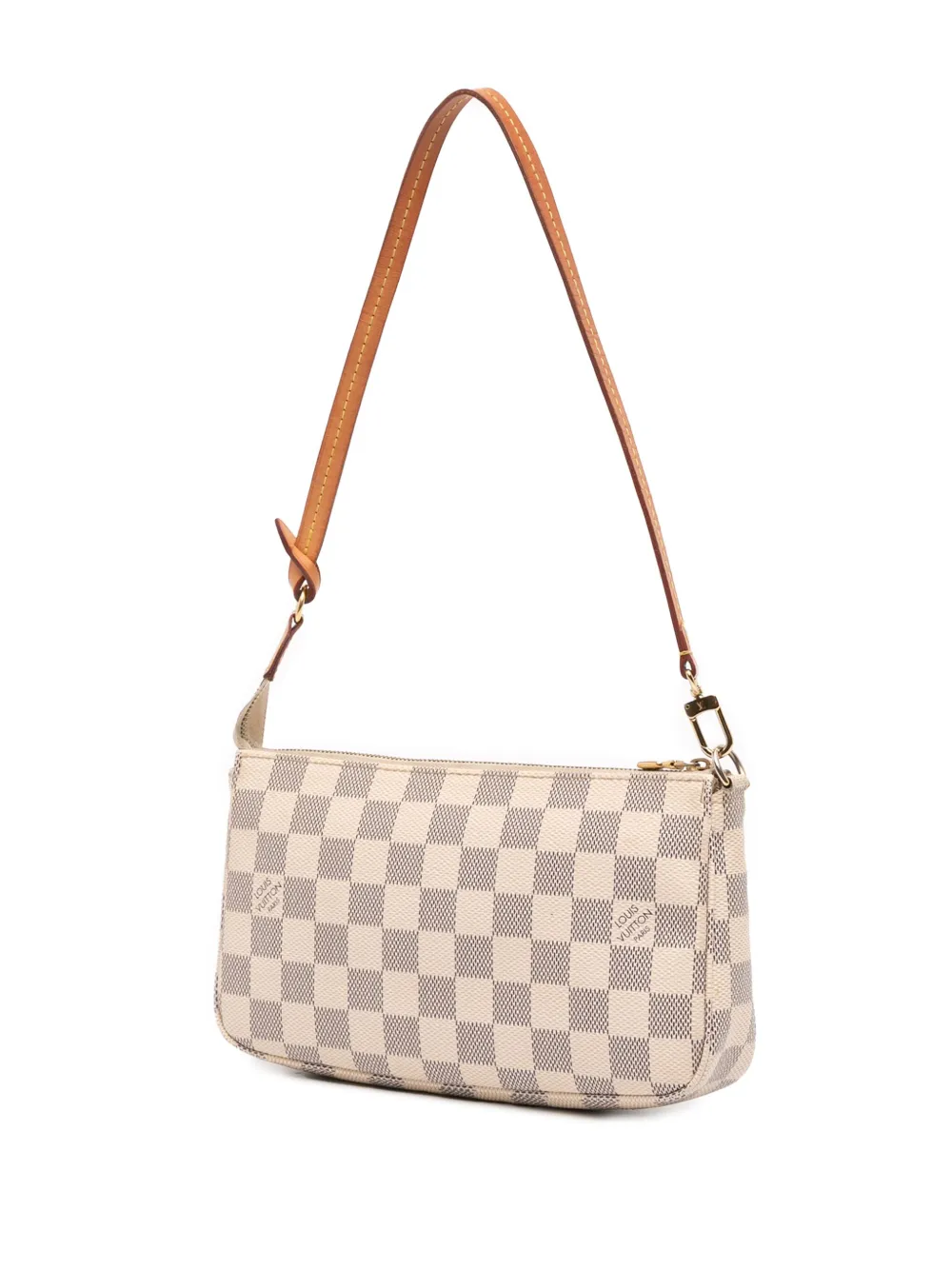 Pre-owned Louis Vuitton 2021-2025 Damier Azur Pochette Accessoires Shoulder Bag In White