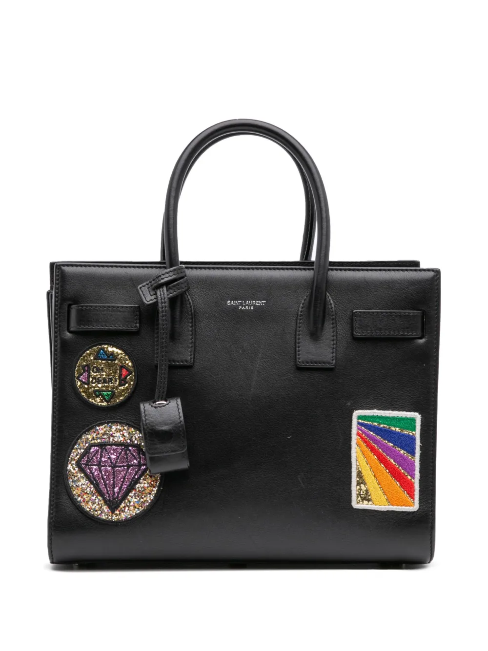 Saint Laurent Pre-Owned 2016 ベイビー レザー パッチ サックドジュール サッチェルバッグ - ブラック Saint Laurent Pre-Owned 2016 ベイビー レザー パッチ サックドジュール サッチェルバッグ - ブラック