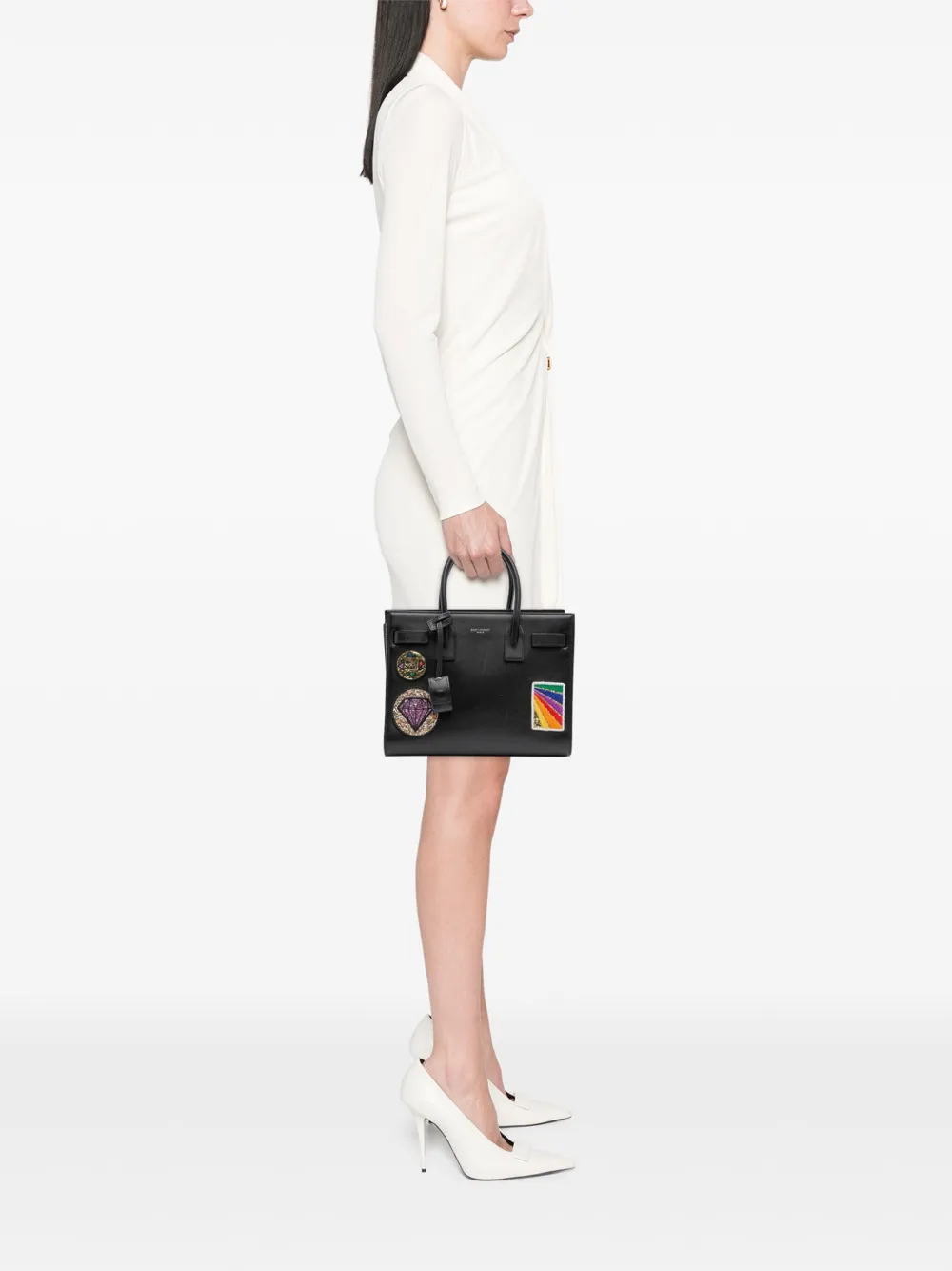 Saint Laurent Pre-Owned 2016 Baby Leather Patch Embellished Sac De Jour satchel | Pre-Owned | Image 2