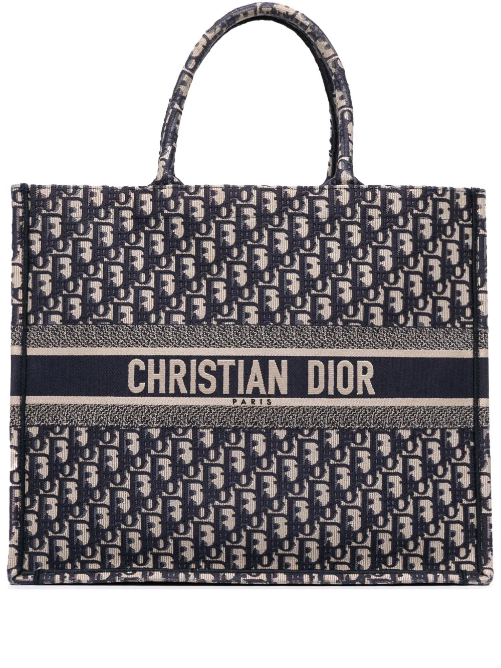 Christian Dior Pre-Owned 2019 ラージ オブリーク キャンバス ブック トートバッグ - ブルー Christian Dior Pre-Owned 2019 ラージ オブリーク キャンバス ブック トートバッグ - ブルー