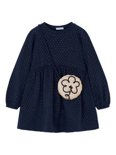 Mayoral flower-appliqué fleece dress