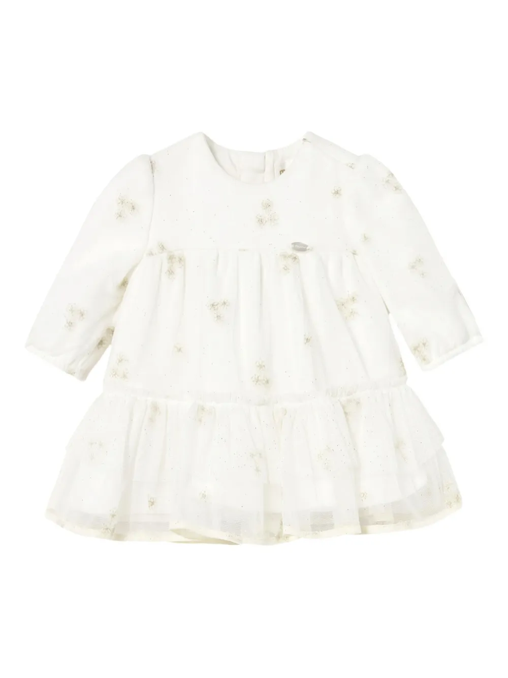 Mayoral Floral-print Tulle Dress In White