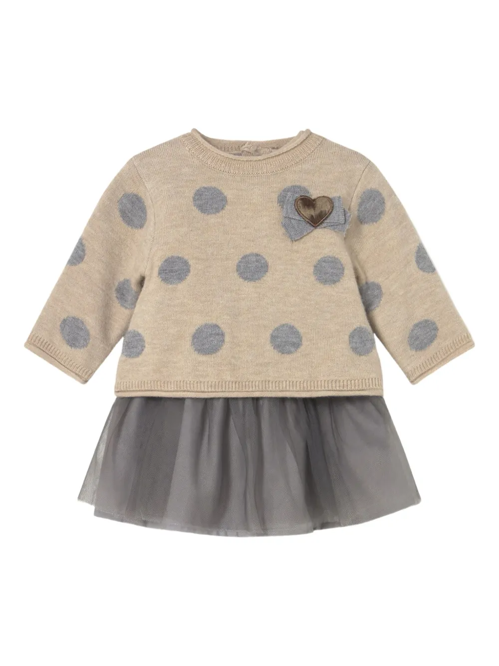 Mayoral Polka-dot Tulle Dress In Neutral