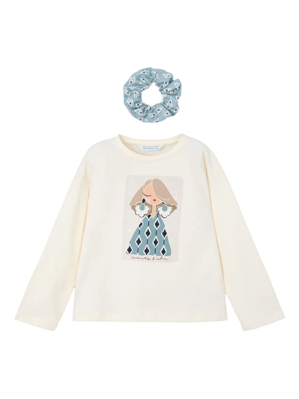 Mayoral matching scrunchie girl T-shirt | White | Image 1