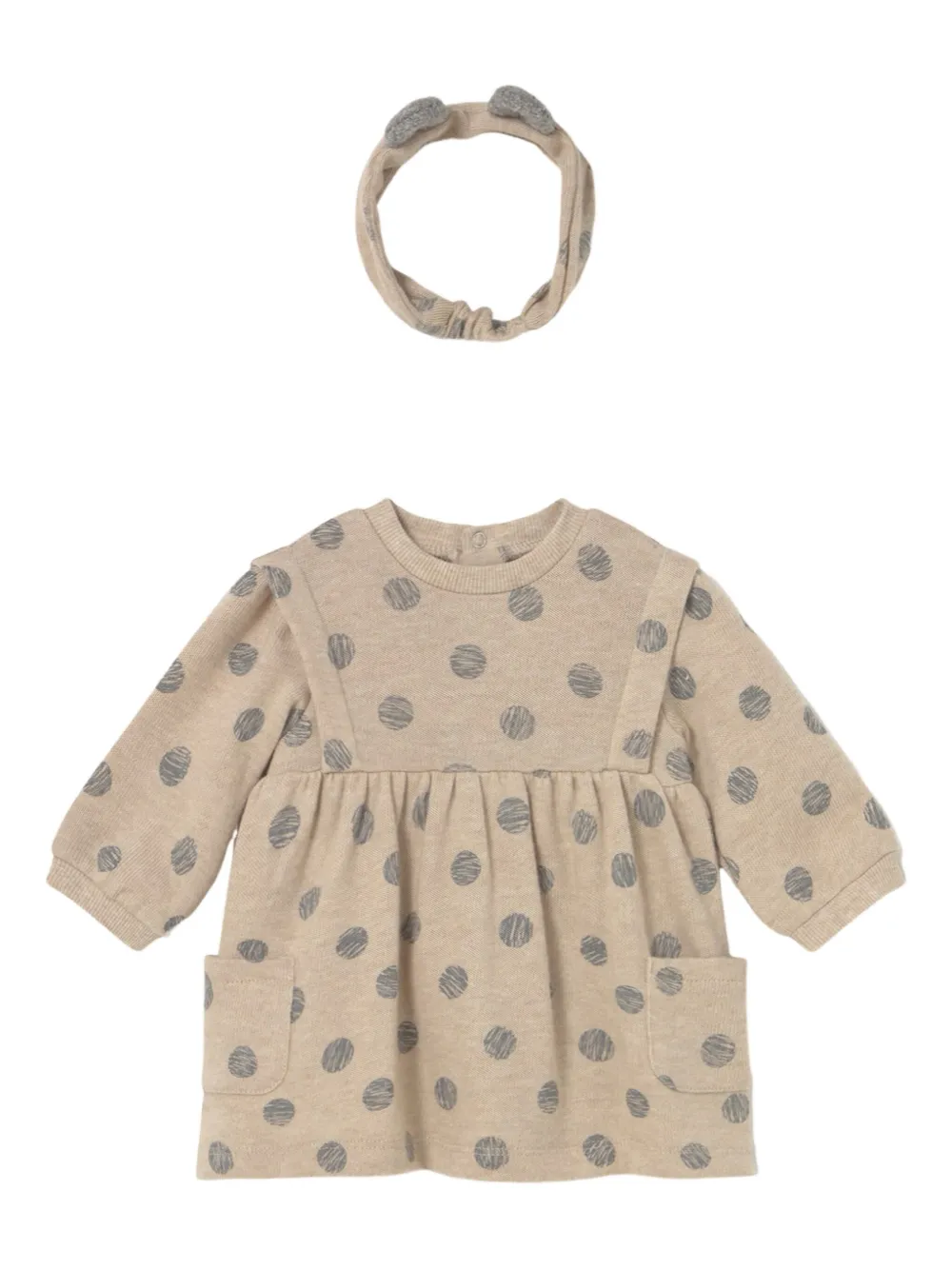 Mayoral Polka-dot Dress And Headband Set In Neutral