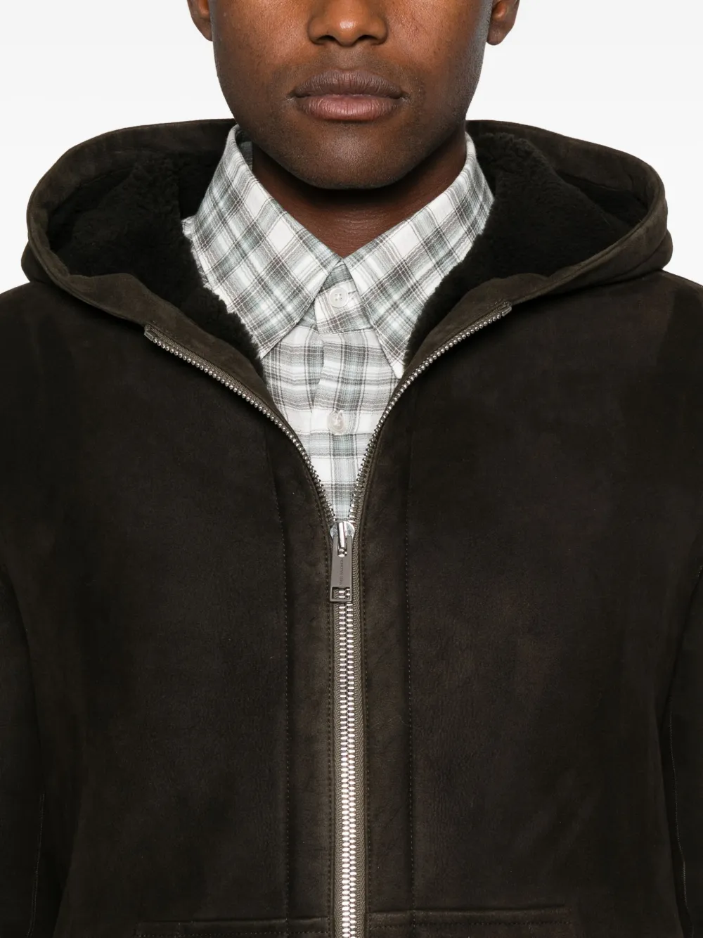 Yves Salomon Jack met capuchon en rits Bruin