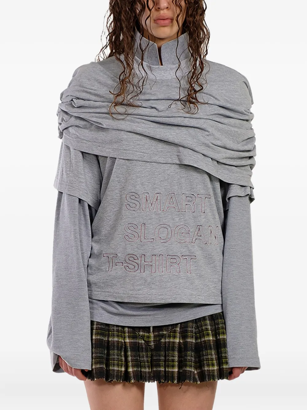 Natasha Zinko draped long sleeve T-shirt - グレー Natasha Zinko draped long sleeve T-shirt - グレー