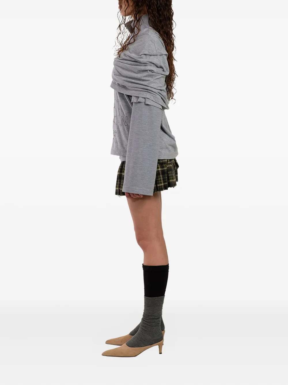 Natasha Zinko Gedrapeerd T-shirt met lange mouwen Grijs