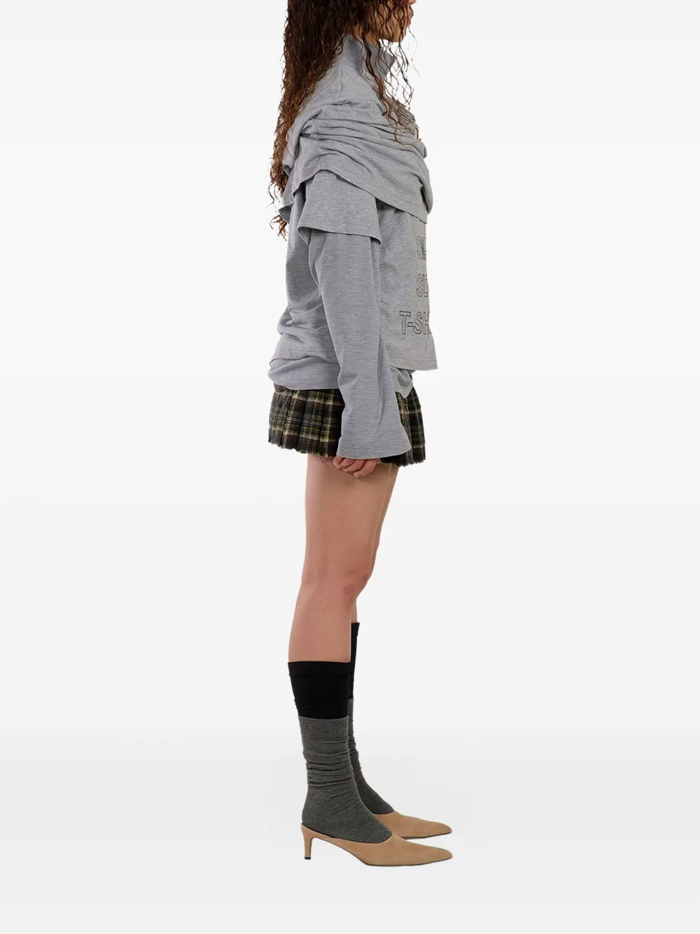 Natasha Zinko Gedrapeerd T-shirt met lange mouwen Grijs