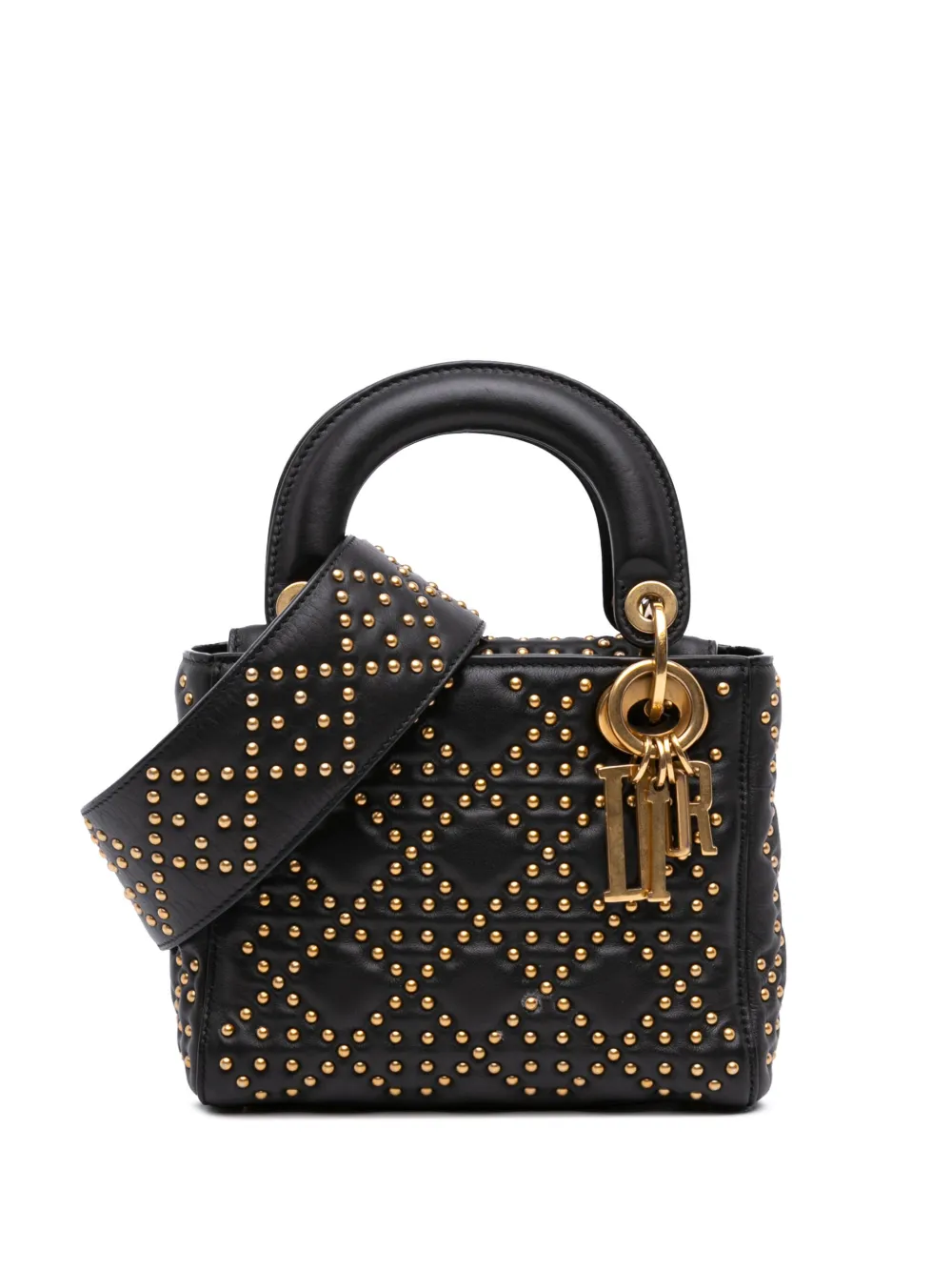 Christian Dior Pre-Owned 2018 ミニ ラムスキン カナージュ スタッズ サプル レディディオール Christian Dior Pre-Owned 2018 ミニ ラムスキン カナージュ スタッズ サプル レディディオール