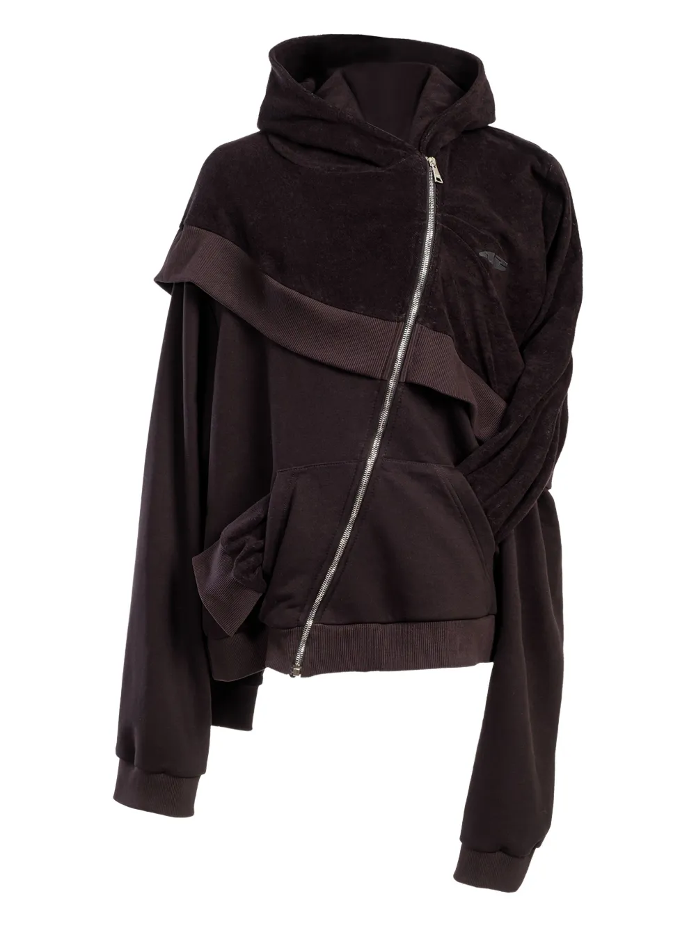 Natasha Zinko draped zip-front hoodie - ブラック Natasha Zinko draped zip-front hoodie - ブラック