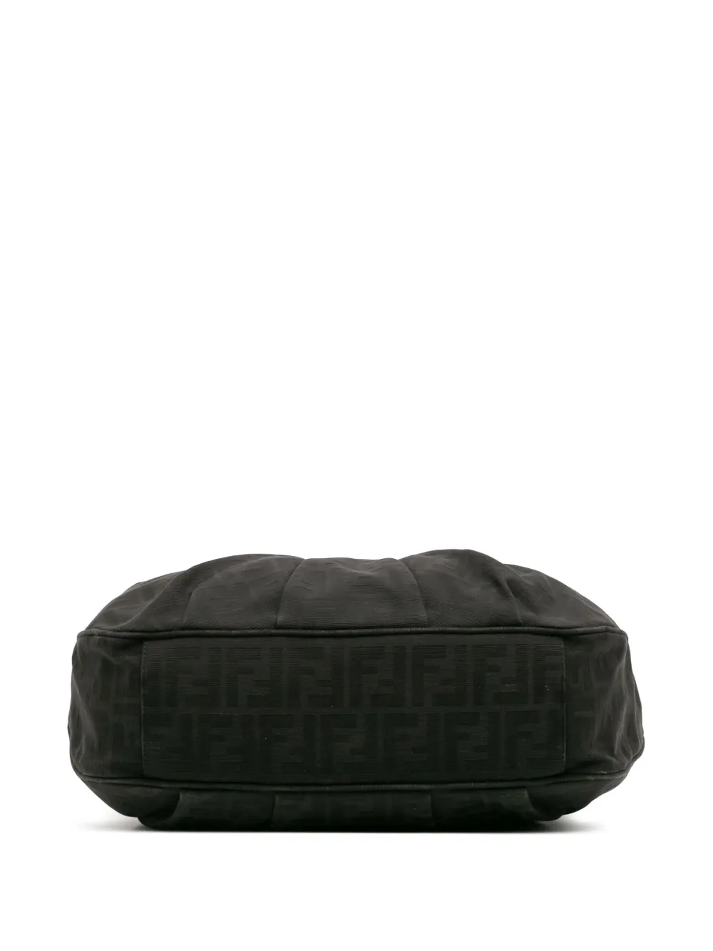 Pre-owned Fendi 2010-2025 Zucca Canvas Mia Hobo Shoulder Bag In Black