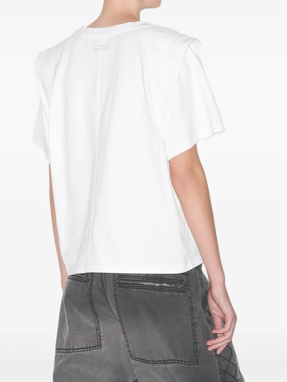 Isabel Marant Crew Neck Shoulder Detail Short Sleeve Top In White