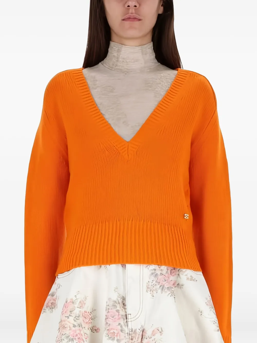 GANNI V-neck cashmere pullover - Arancione