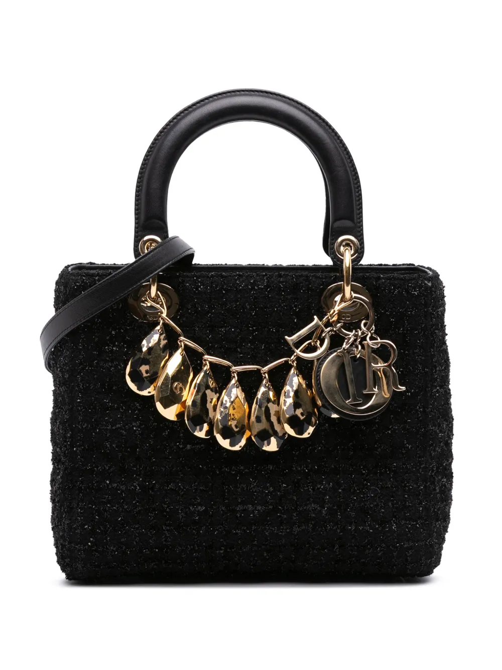 Christian Dior Pre-Owned 2012 ミディアム ツイード カナージュ グリッター レオパード チャーム レディ Christian Dior Pre-Owned 2012 ミディアム ツイード カナージュ グリッター レオパード チャーム レディ