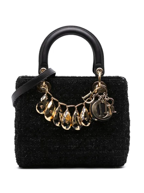 Christian Dior Pre-Owned 2012 Medium Tweed Cannage Glitter Leopard Charm Lady Dior satchel