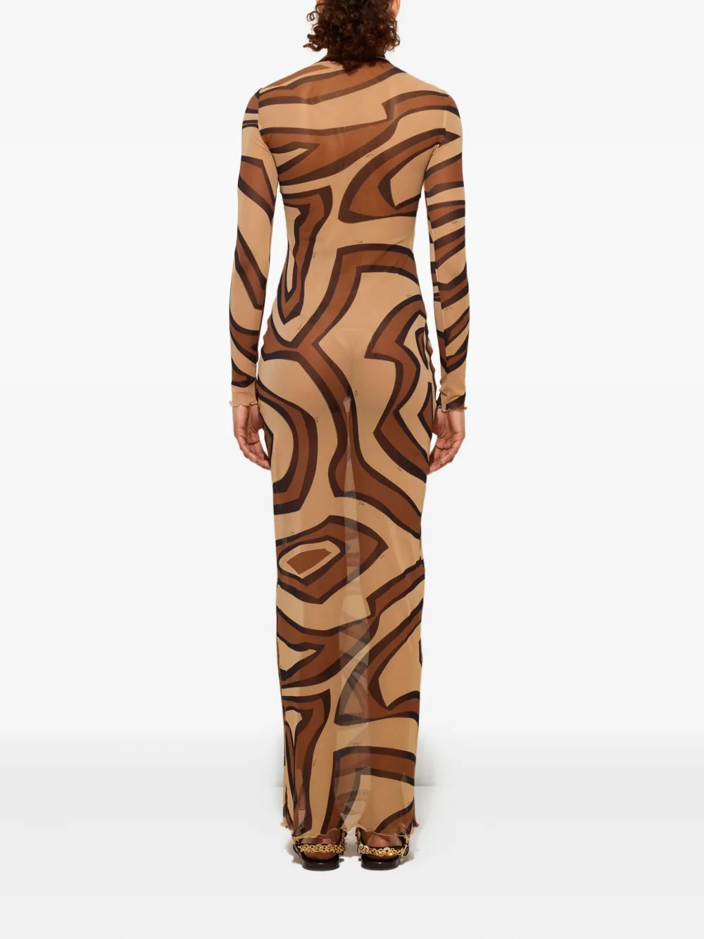 Pucci Wave-print Turtleneck Dress In Burgundy