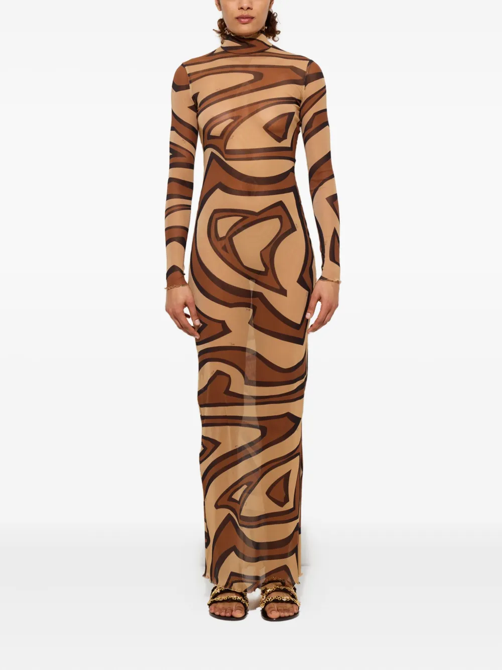 PUCCI wave-print turtleneck dress - Beige