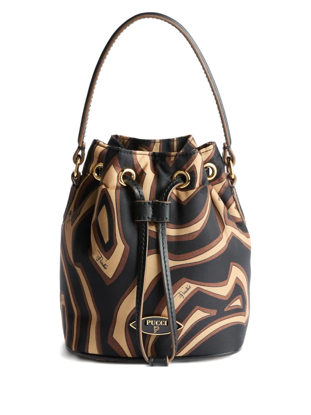 PUCCI abstract-print drawstring bucket bag - ブラック PUCCI abstract-print drawstring bucket bag - ブラック