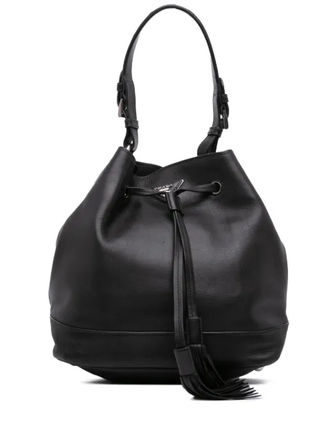 Prada Pre-Owned 2000-2025 City Calf Drawstring bucket bag