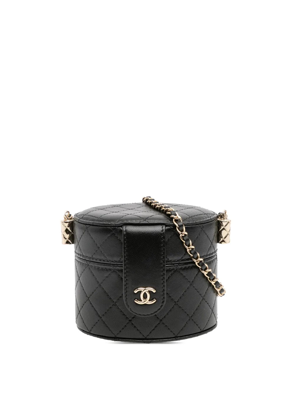CHANEL Pre-Owned 2021 ミニ マトラッセ ラムスキン ラウンド バニティケースウィズチェーン ショルダーバッグ - CHANEL Pre-Owned 2021 ミニ マトラッセ ラムスキン ラウンド バニティケースウィズチェーン ショルダーバッグ -