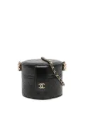 CHANEL Pre-Owned 2021 Mini Quilted Lambskin Round Vanity Case with Chain crossbody bag - Black