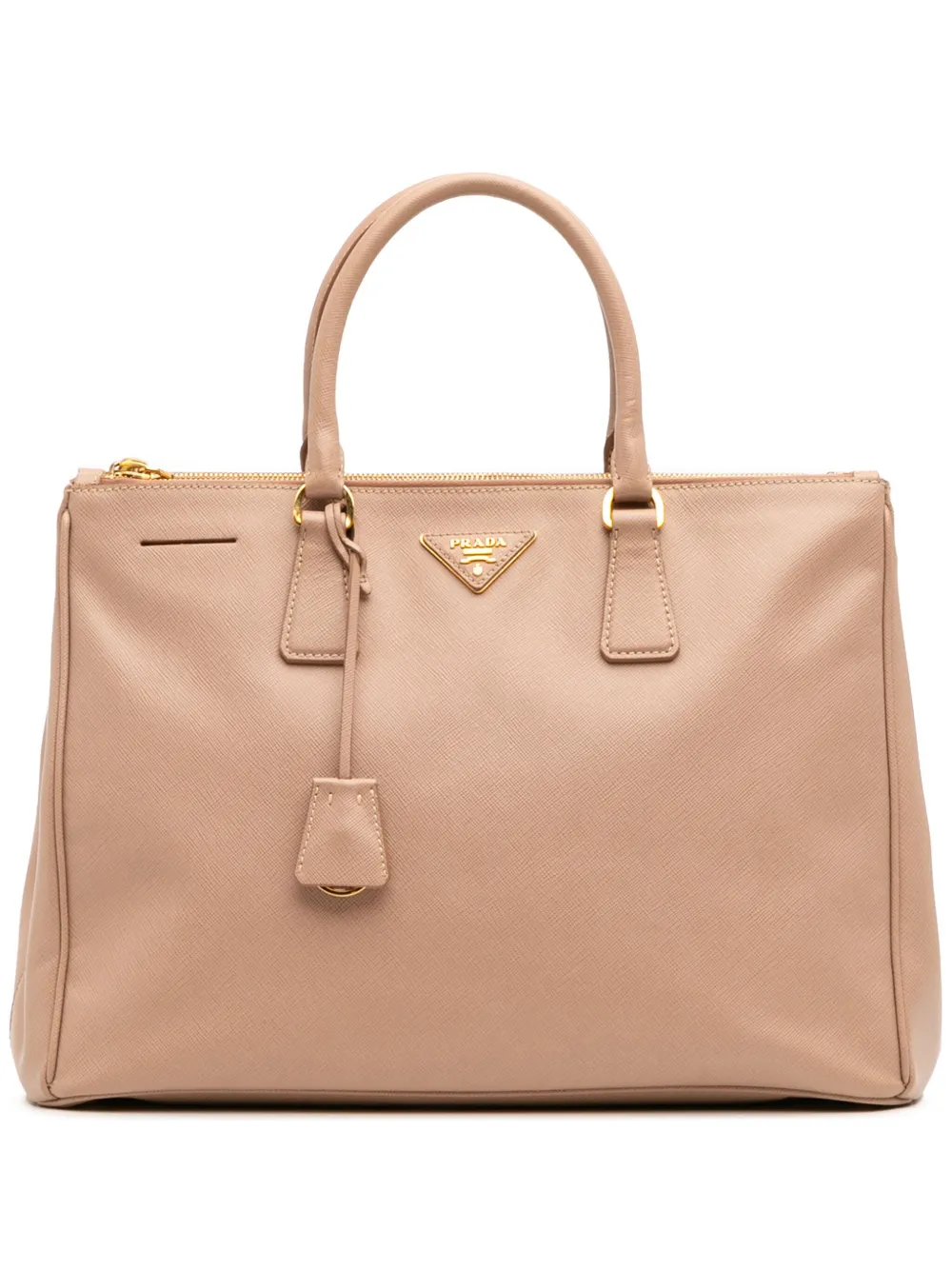 Prada Pre-Owned 2013-2025 ラージ サフィアーノルクス ガレリア ダブルジップ サッチェルバッグ - ブラウン Prada Pre-Owned 2013-2025 ラージ サフィアーノルクス ガレリア ダブルジップ サッチェルバッグ - ブラウン
