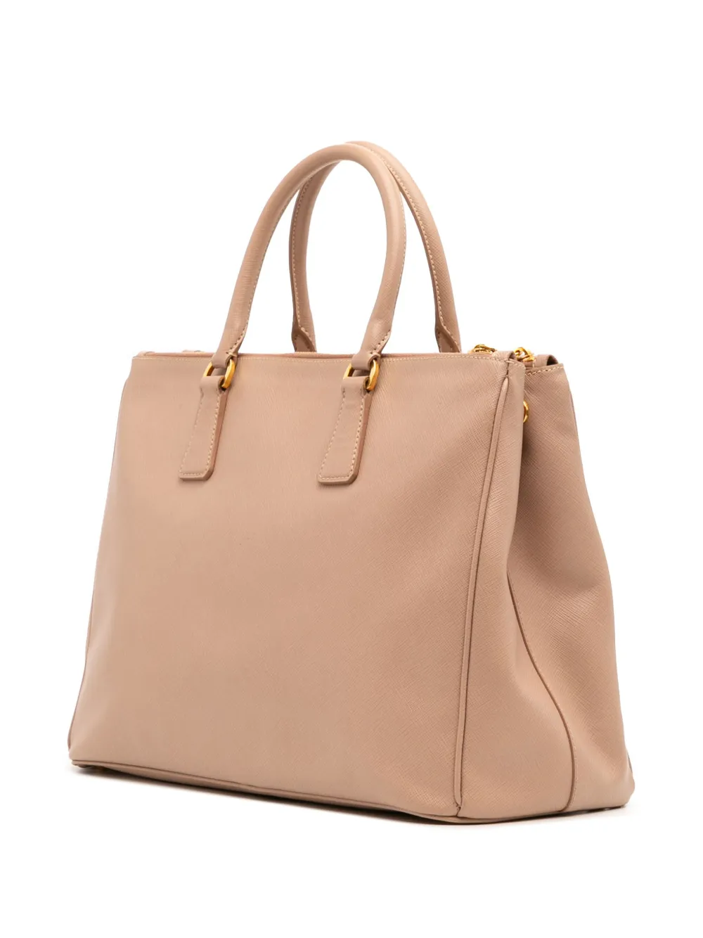 Pre-owned Prada 2013-2025 Large Saffiano Lux Galleria Double Zip Satchel In Brown