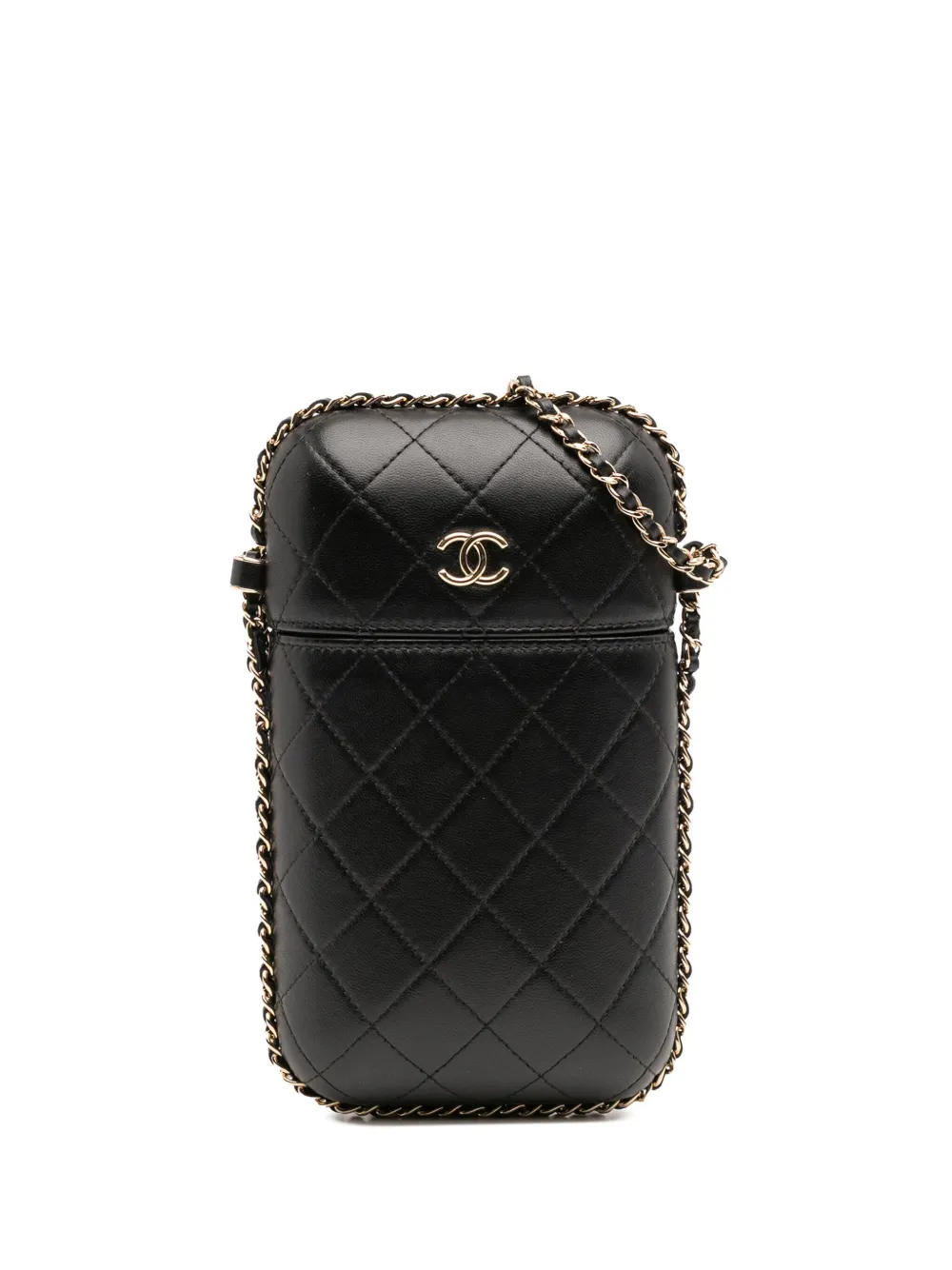 CHANEL Pre-Owned 2021 ココマーク マトラッセ ラムスキン チェーンアラウンド フォンホルダー ショルダーバッグ - CHANEL Pre-Owned 2021 ココマーク マトラッセ ラムスキン チェーンアラウンド フォンホルダー ショルダーバッグ -