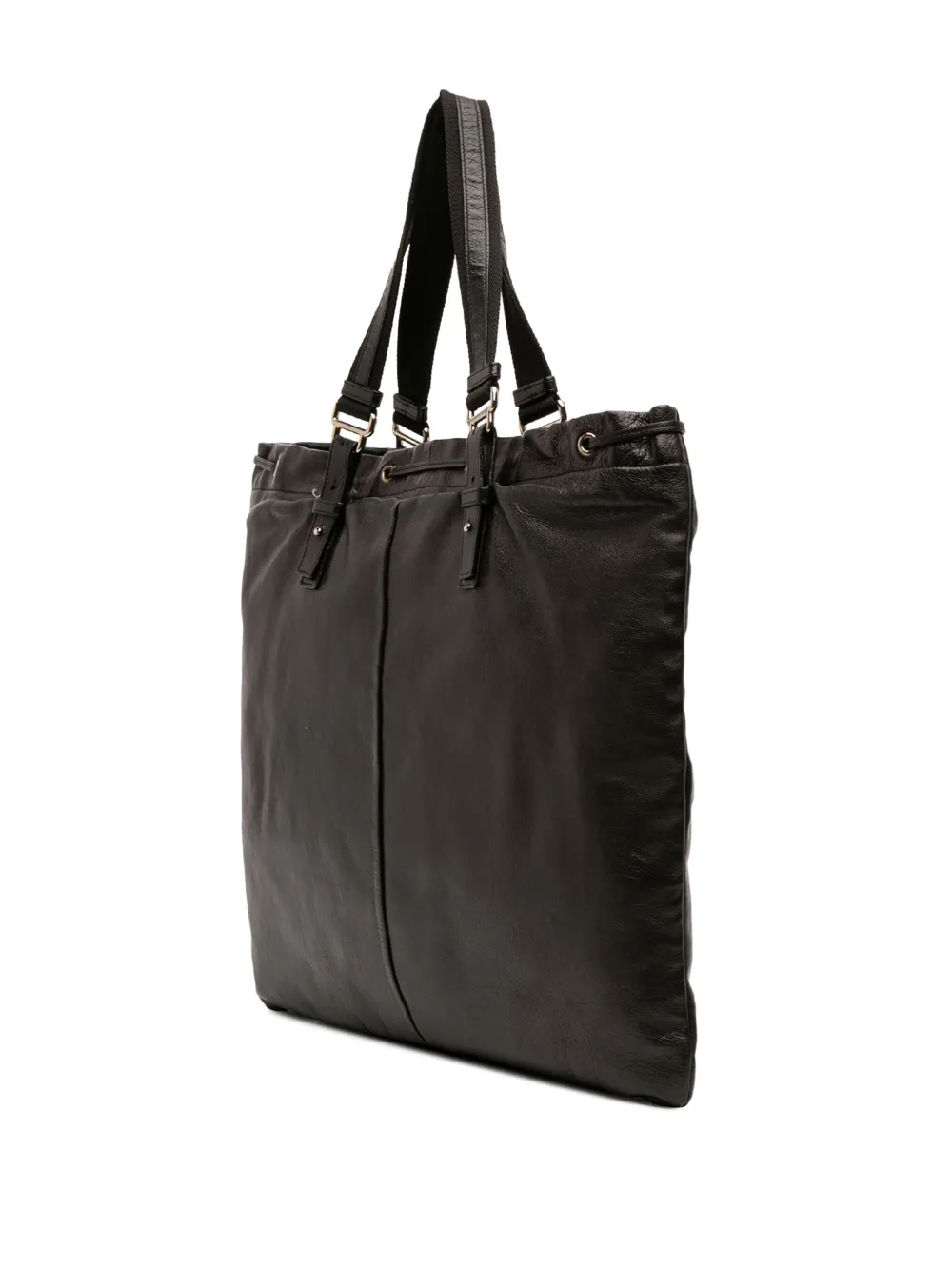 Pre-owned Saint Laurent 2000-2012 Calfskin Studded Kahala Sac Tote Bag In Black