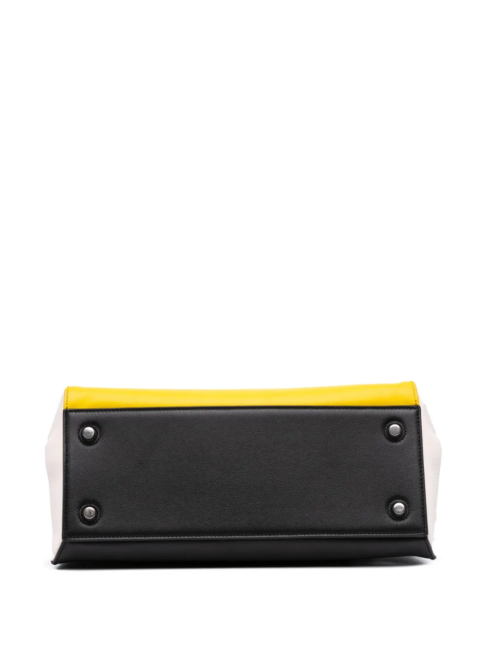Pre-owned Celine 2015 Medium Tricolor Leather Edge Handbag In Yellow