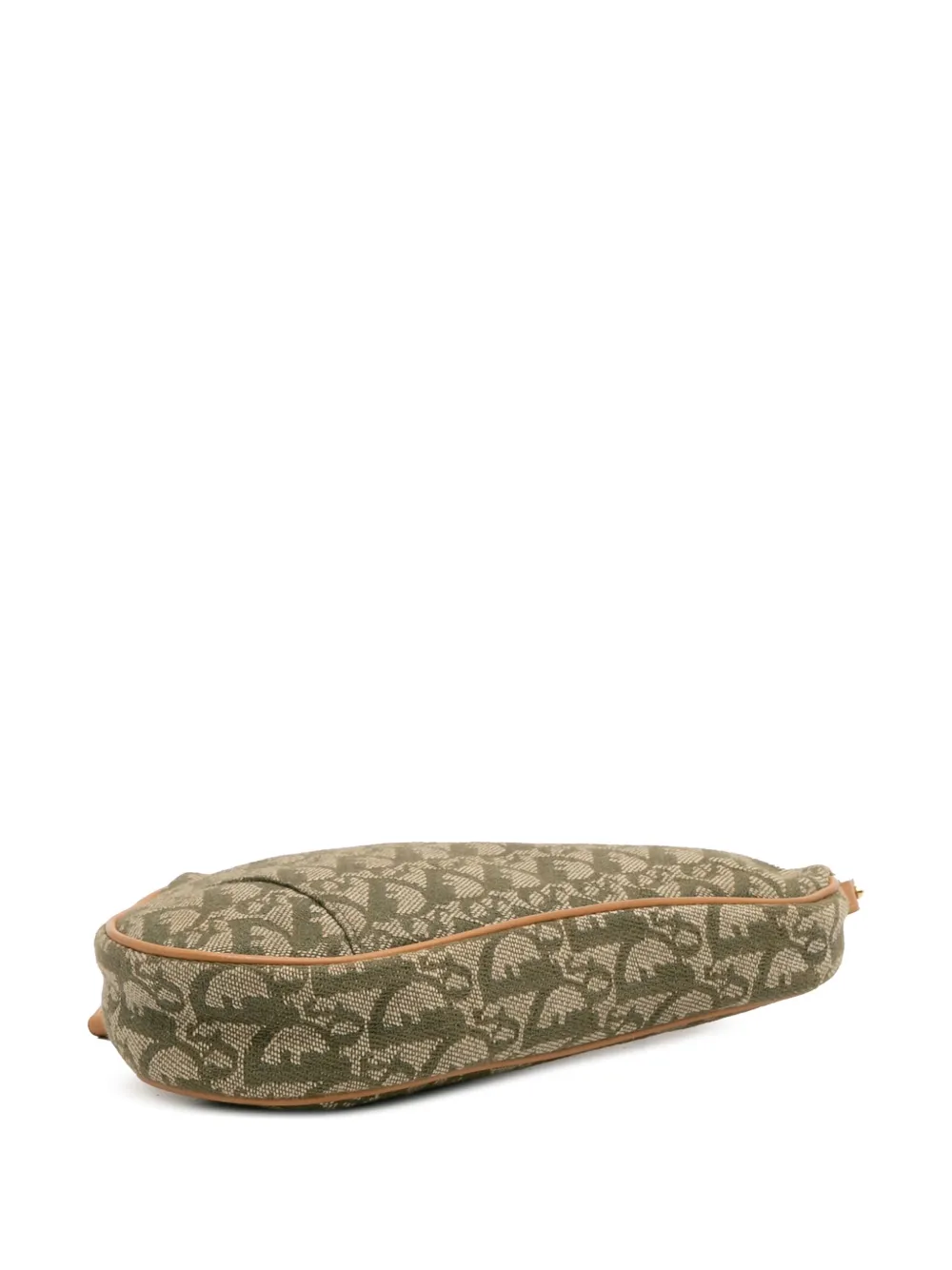 Pre-owned Dior 2001 Mini Issimo Canvas Saddle Pochette Shoulder Bag In Green