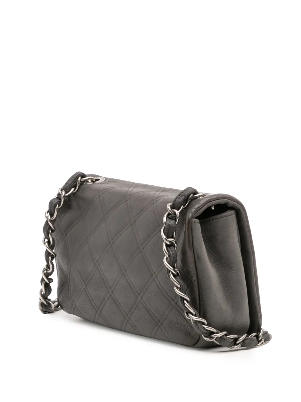 Pre-owned Chanel 2013-2014 Diamond Embossed Calfskin New Chic Flap Shoulder Bag In Gray