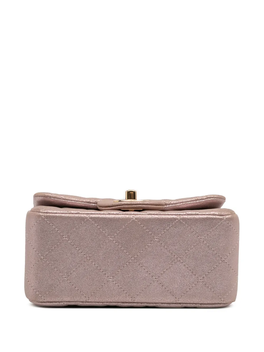 Pre-owned Chanel 2014-2015 Mini Square Classic Iridescent Calfskin Single Flap Crossbody Bag In Pink