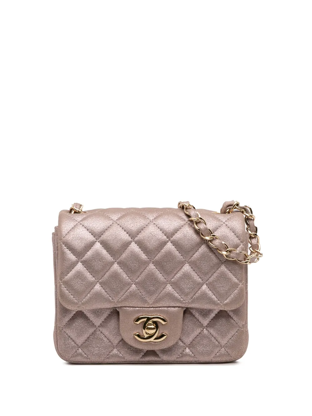 CHANEL Pre-Owned 2014-2015 ミニ スクエア クラシック イリディセント カーフスキン シングルフラップ CHANEL Pre-Owned 2014-2015 ミニ スクエア クラシック イリディセント カーフスキン シングルフラップ