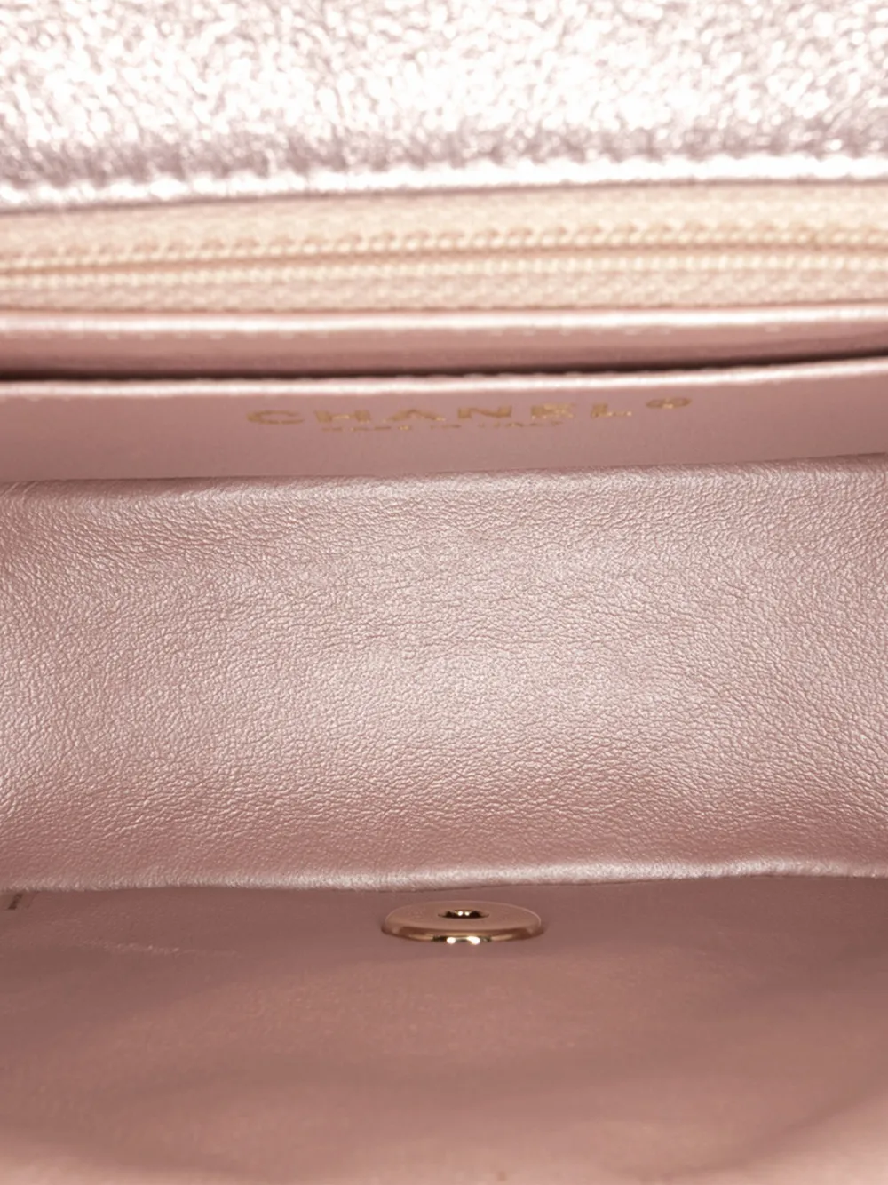 Pre-owned Chanel 2014-2015 Mini Square Classic Iridescent Calfskin Single Flap Crossbody Bag In Pink