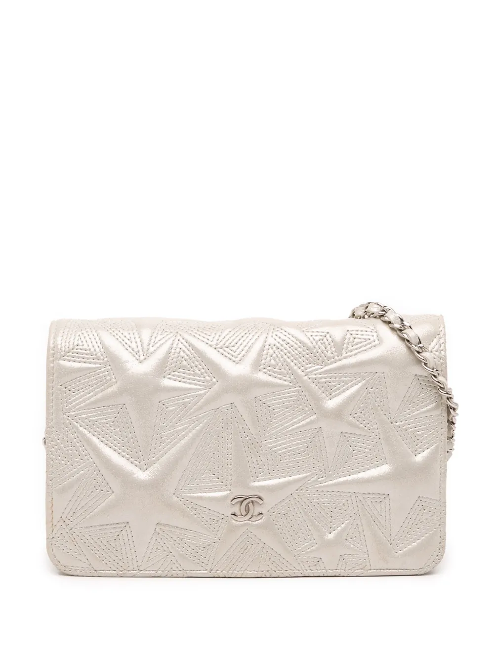 CHANEL Pre-Owned 2017-2018 メタリックラムスキン スターエンボス ウォレットオンチェーン ショルダーバッグ - CHANEL Pre-Owned 2017-2018 メタリックラムスキン スターエンボス ウォレットオンチェーン ショルダーバッグ -