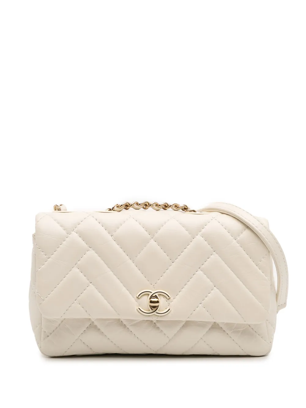 CHANEL Pre-Owned 2019 スモール ミックス マトラッセ エイジドカーフ ニュークラッチ フラップ ショルダーバッグ - CHANEL Pre-Owned 2019 スモール ミックス マトラッセ エイジドカーフ ニュークラッチ フラップ ショルダーバッグ -