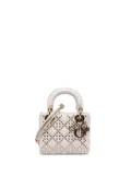 Christian Dior Pre-Owned 2022 Mini Lambskin Cannage Lucky Star Studded Lady Dior satchel - White