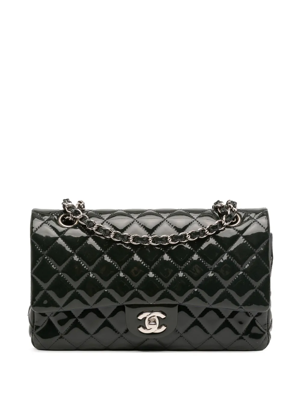 CHANEL Pre-Owned شنطة كتف 'كلاسيك' متوسطة ومصقولة بقلاب مزدوج 2013-2014 | أخضر | Image 1