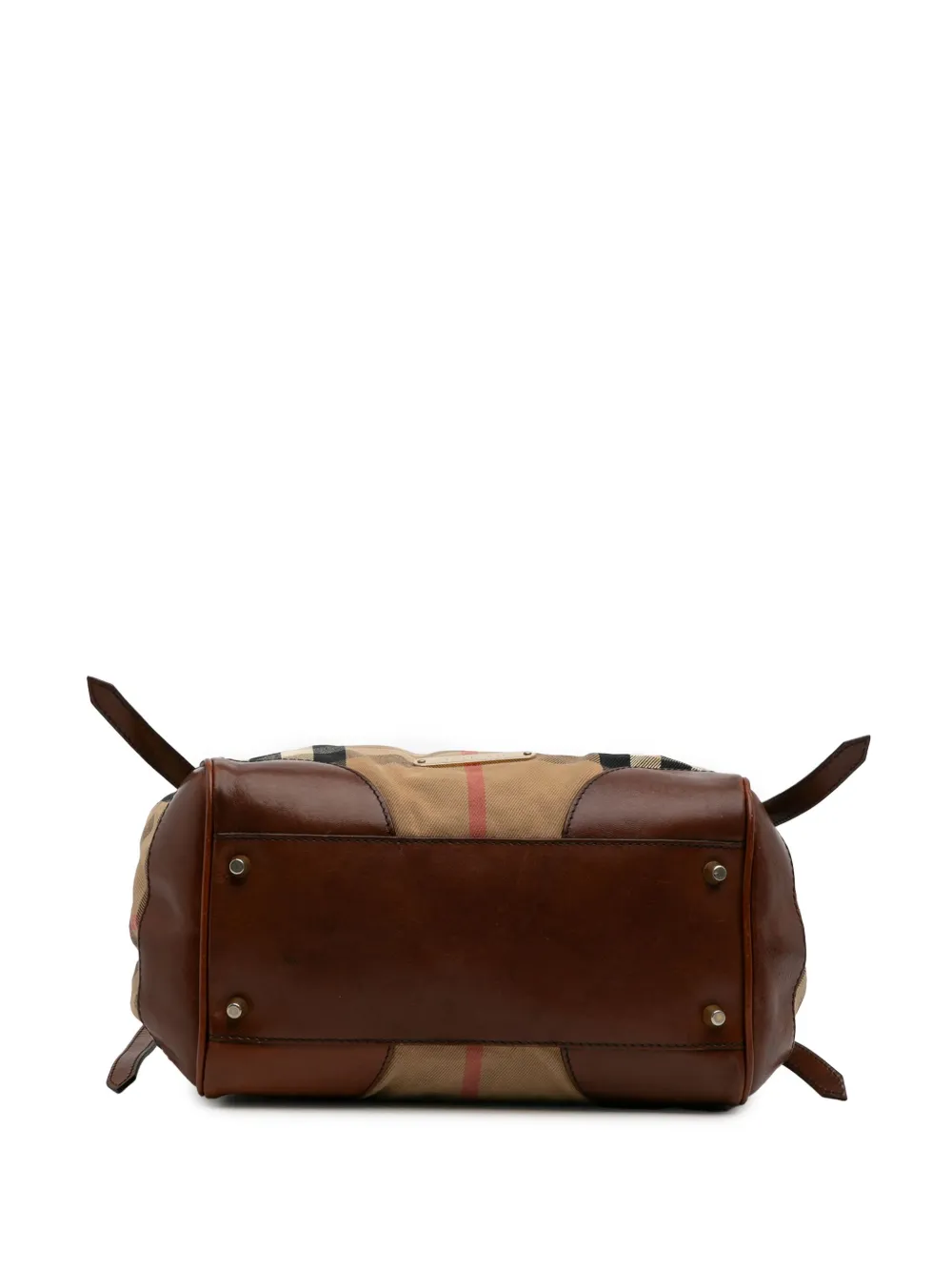 Pre-owned Burberry 2000-2017 Small House Check Canvas Canterbury Tote Bag In Brown
