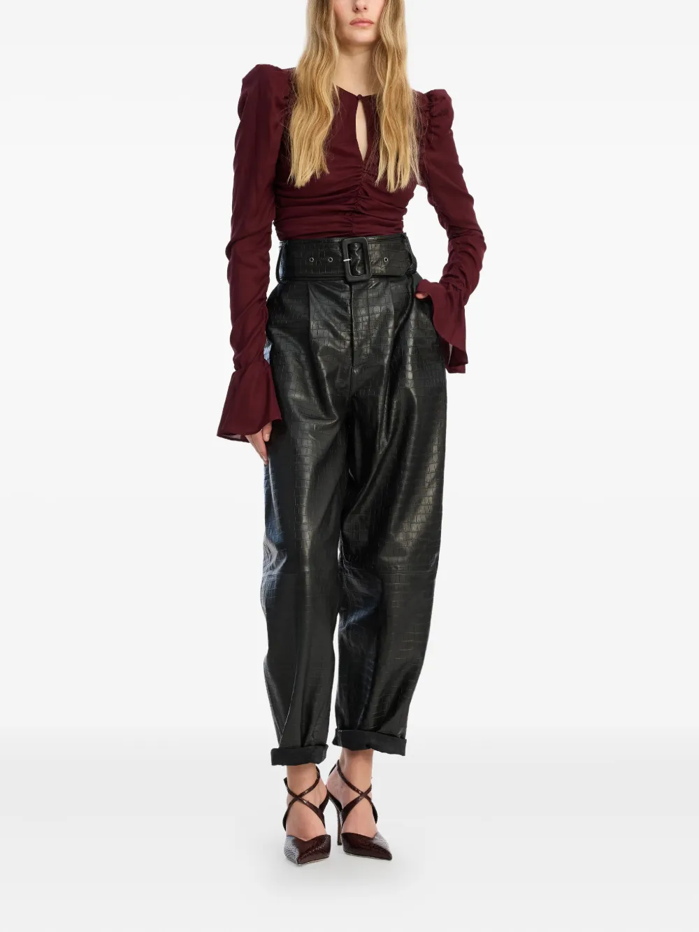 ROTATE BIRGER CHRISTENSEN Shirt met ruches - Rood