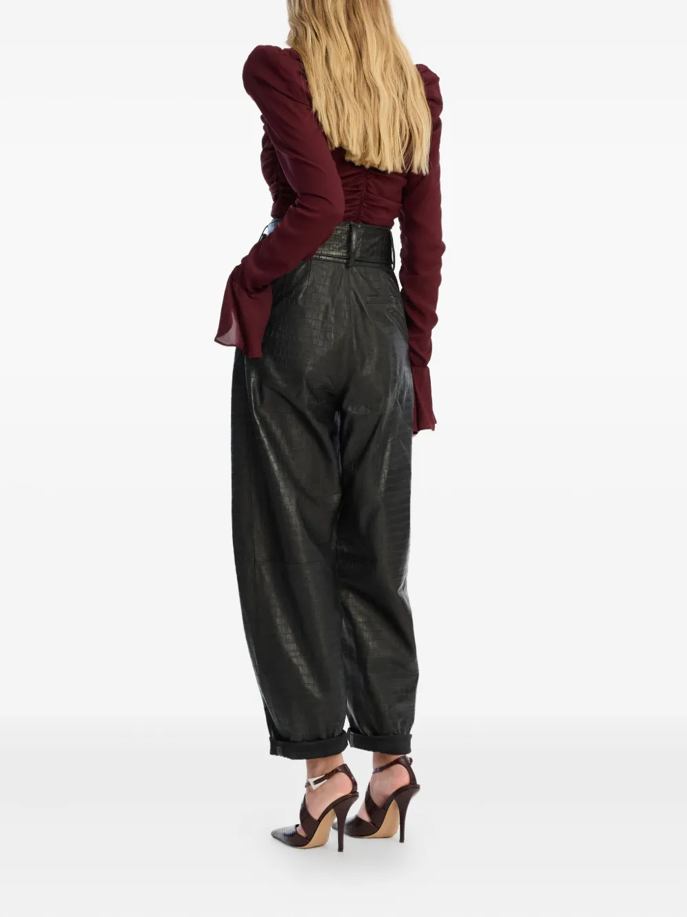 ROTATE BIRGER CHRISTENSEN Shirt met ruches Rood